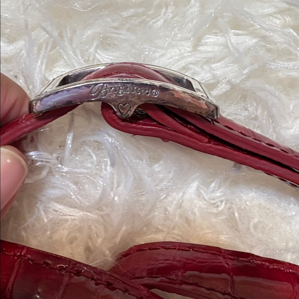 Brighton Bria Croc Embossed Red Patent Leather Crossbody Messenger Bag - Picture 7 of 13